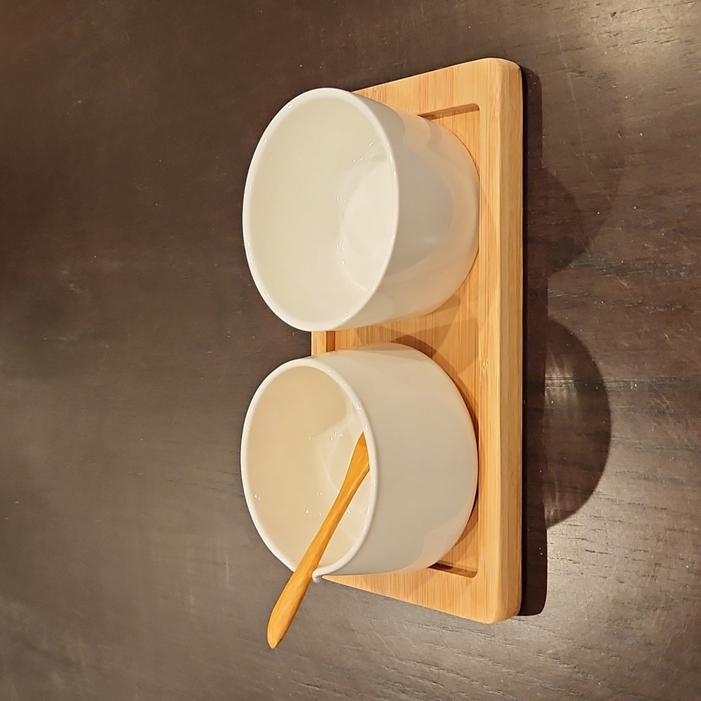 West Elm Bamboo Porcelain Serving set, NIB